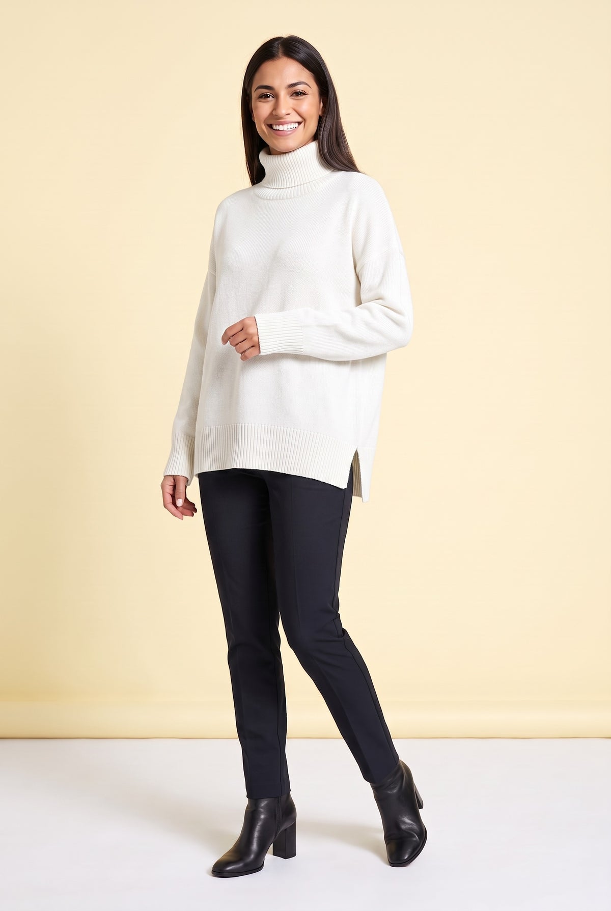 VIVIAN Oversized Roll Neck Jumper in white