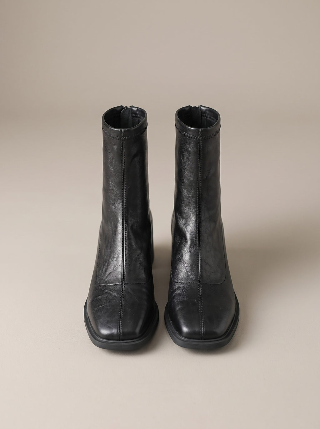 WHITNEY Square Toe Block Heel Ankle Boots in black, front