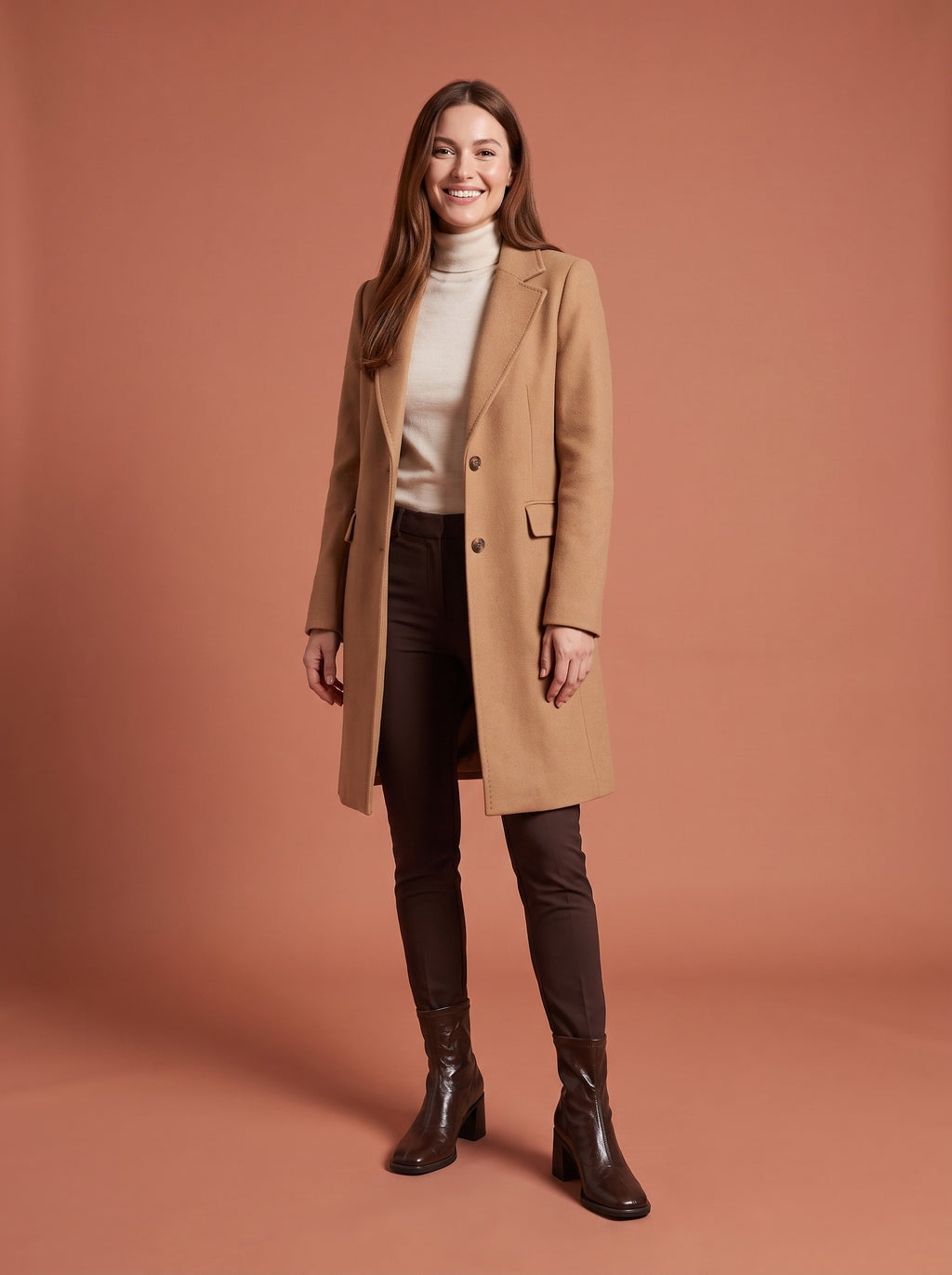 WHITNEY Square Toe Block Heel Ankle Boots, worn full length