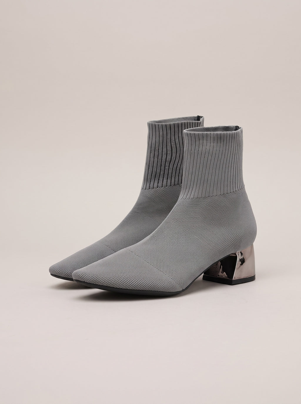XIMENA Knitted Sock Ankle Boots in grey, front