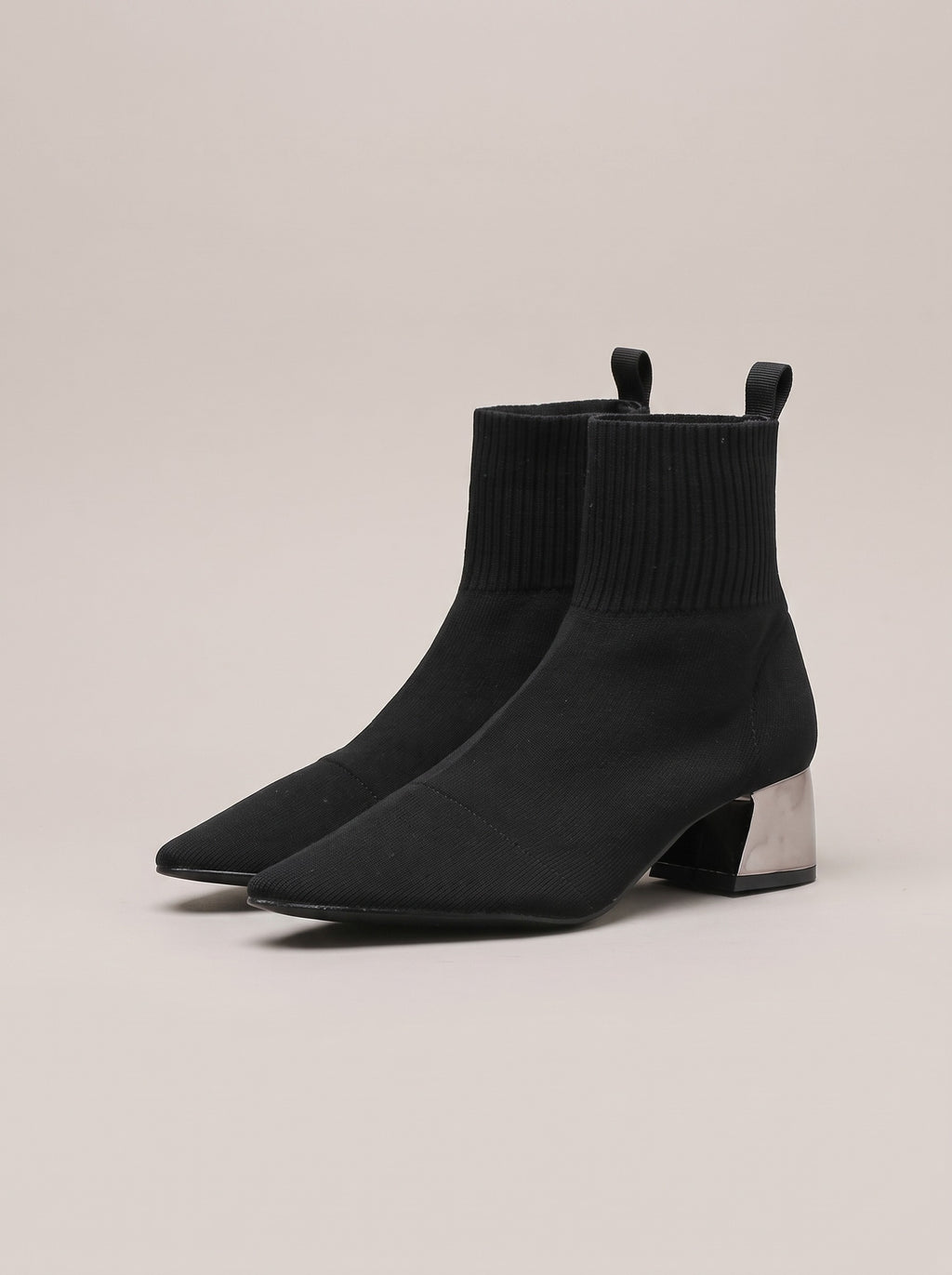 XIMENA Knitted Sock Ankle Boots in black, front