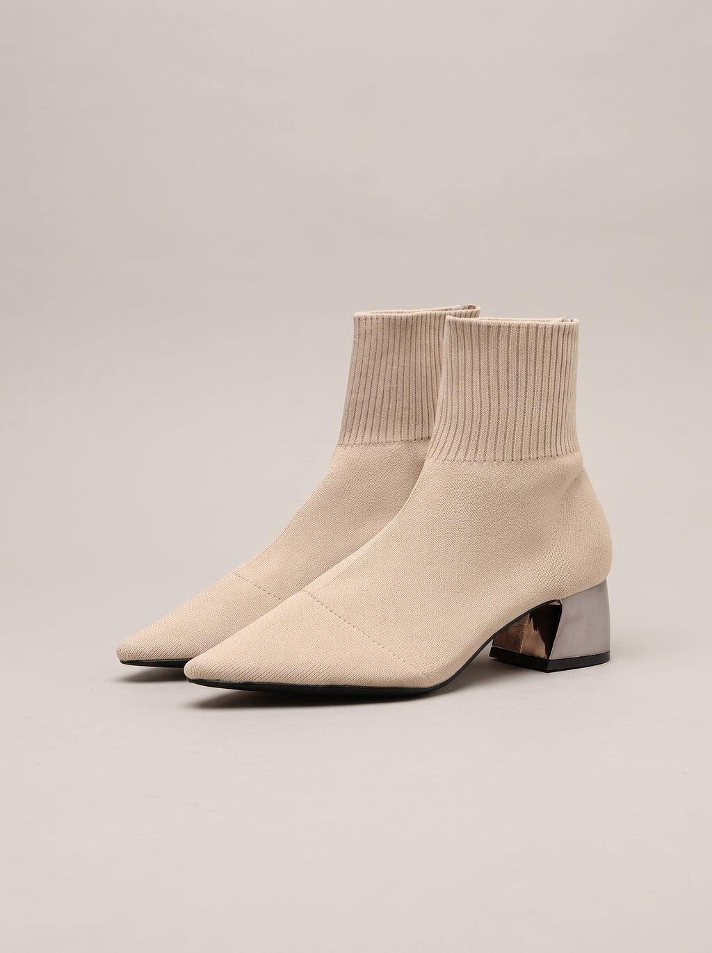 XIMENA Knitted Sock Ankle Boots in apricot, front