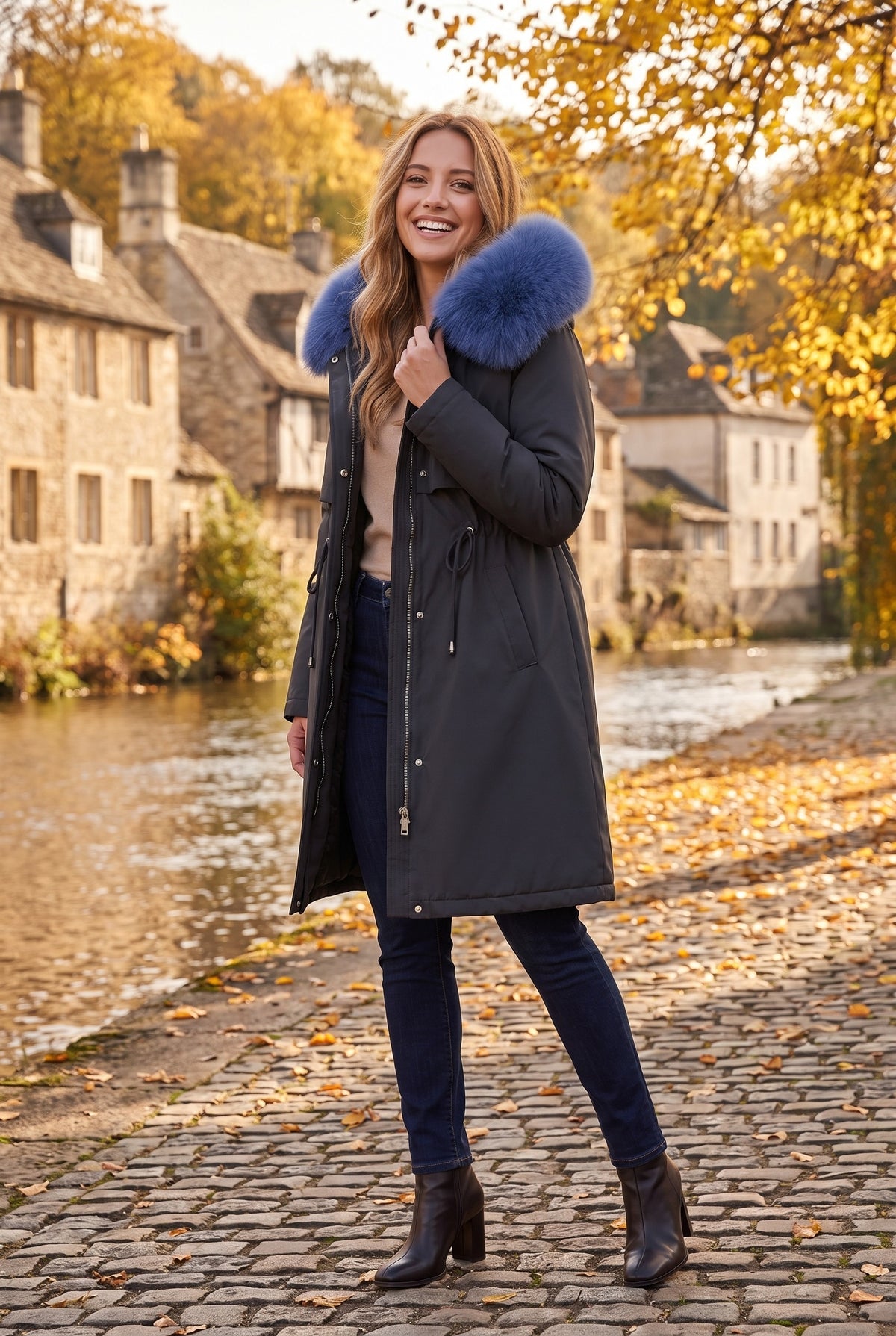 ZAHRA Faux Fur Lined Hooded Parka Coat, lifestyle