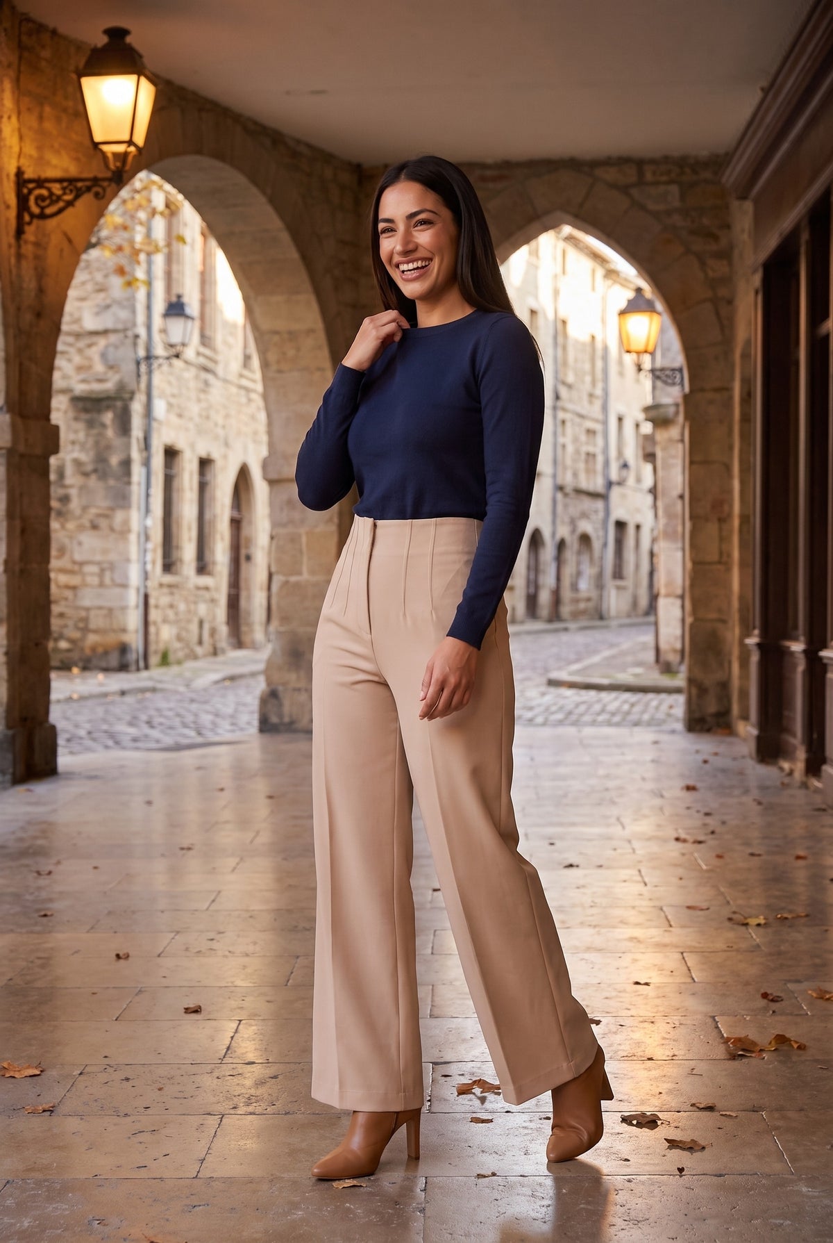ZARIA High Waisted Wide Leg Trousers, lifestyle