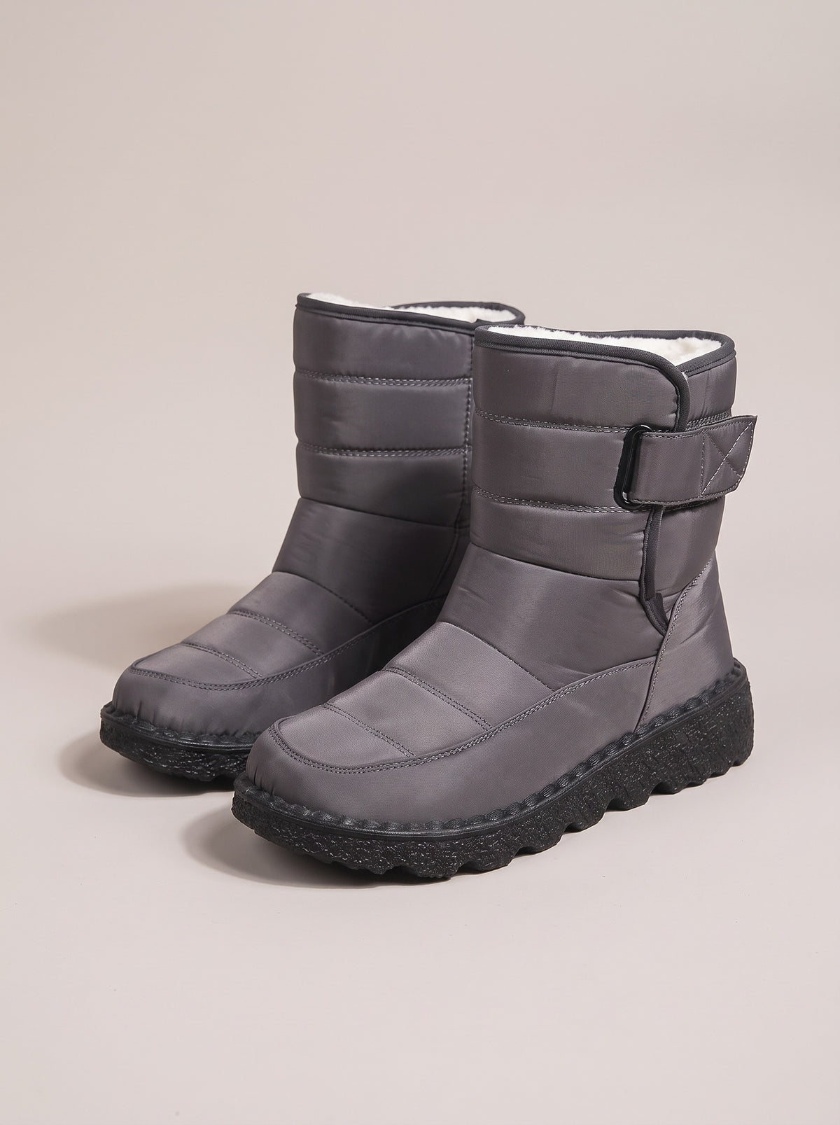 ZOEY Quilted Waterproof Snow Boots in grey, front