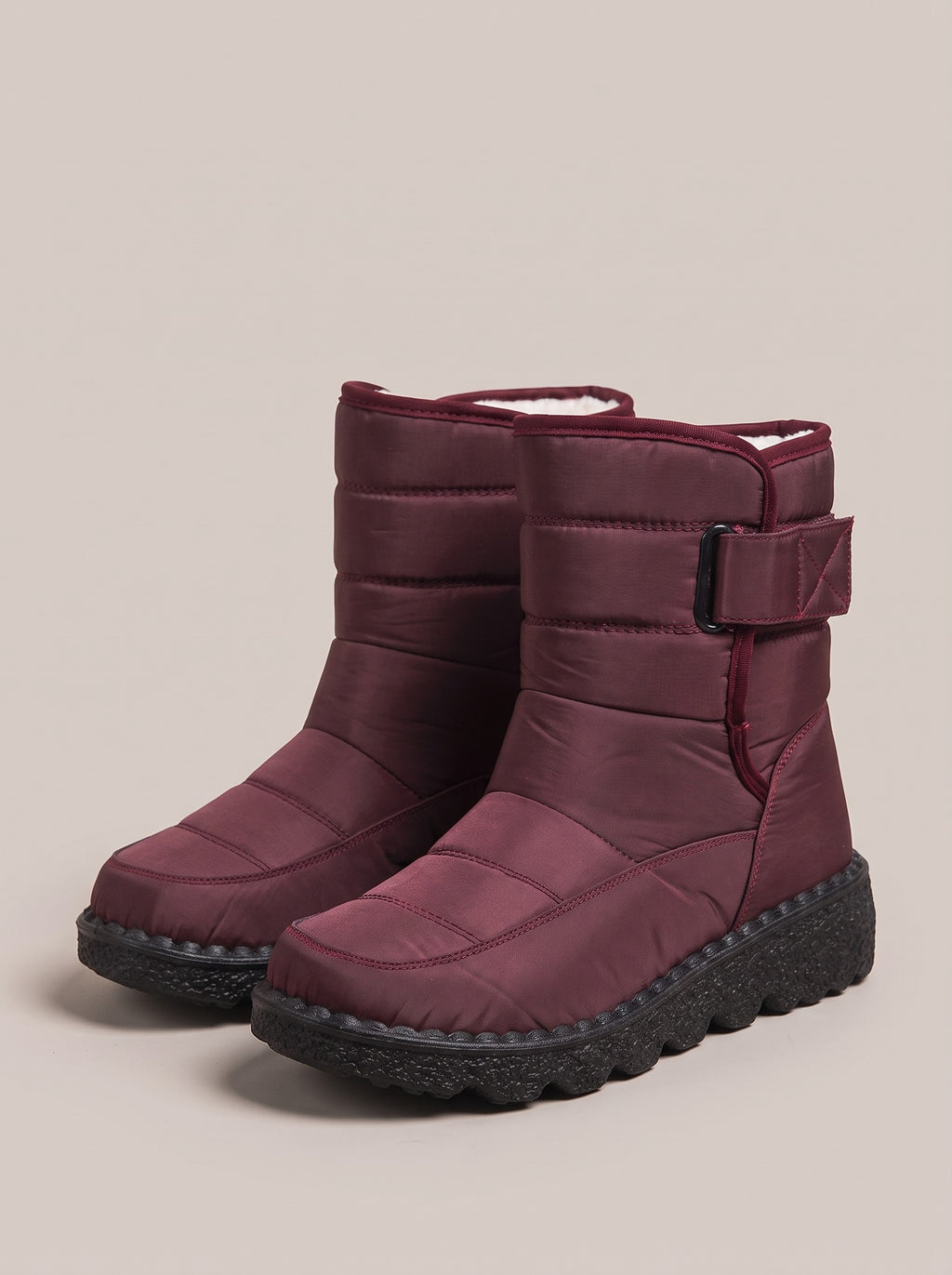 ZOEY Quilted Waterproof Snow Boots in red, front